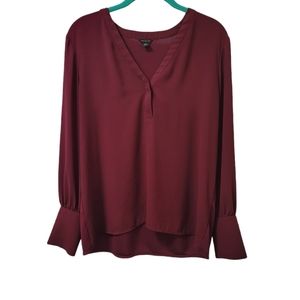 Ann Taylor Burgundy V-neck Blouse Size Medium